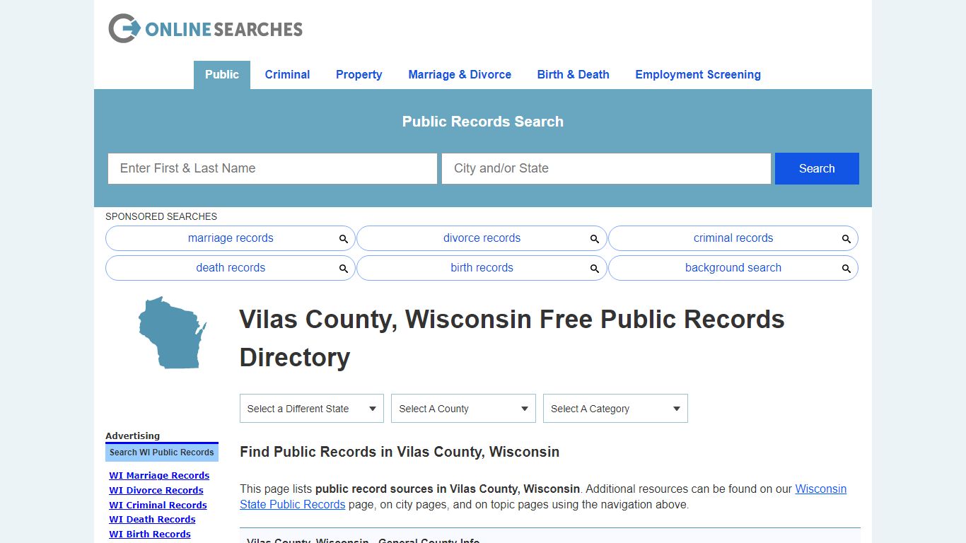 Vilas County, Wisconsin Public Records Directory