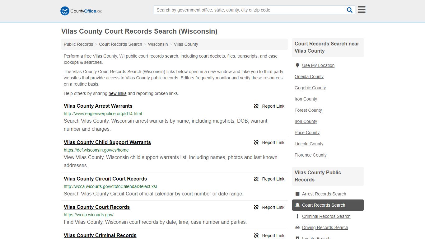 Vilas County Court Records Search (Wisconsin) - County Office