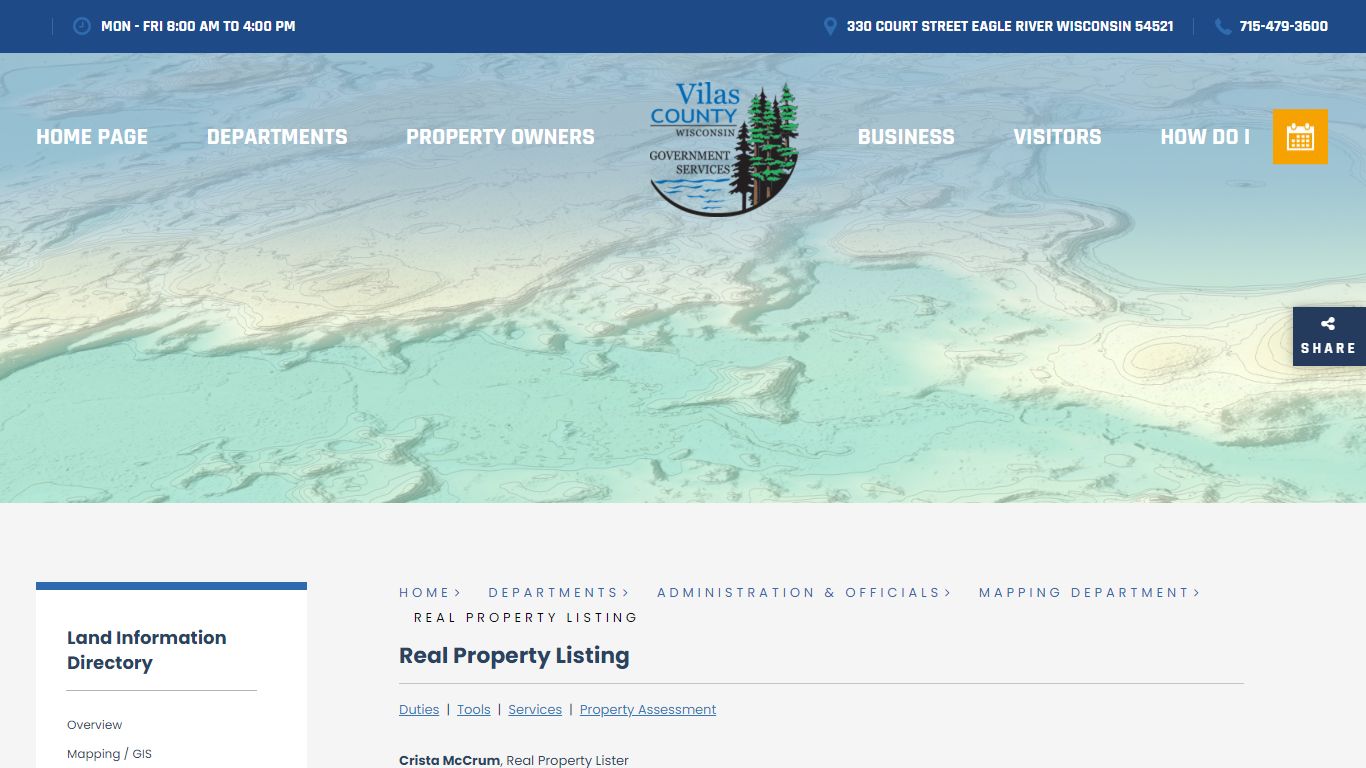 Real Property Listing for Vilas County